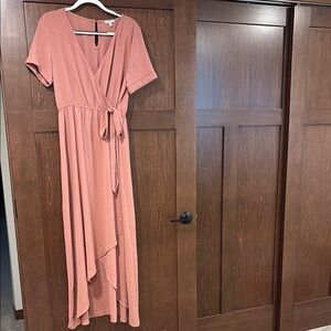 A New Day Pink V-Neck Flutter Sleeve Dress
